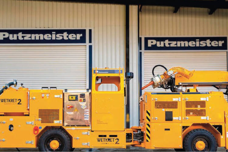 El nuevo equipo robotizado para shotcrete Putzmeister Wetkret 2 Narrow Vein, de operación dual para vetas angostas.