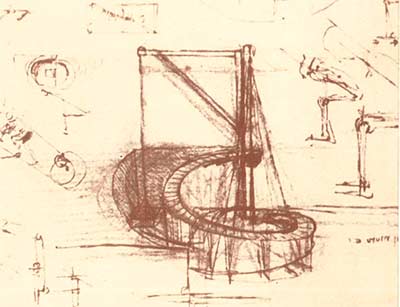 Grúa de elevación para transportar el material excavado mediante una rampa helicoidal