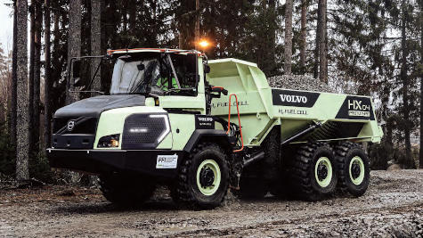 Primer prototipo de dúmper articulado de pila de combustible del mundo, el Volvo HX04